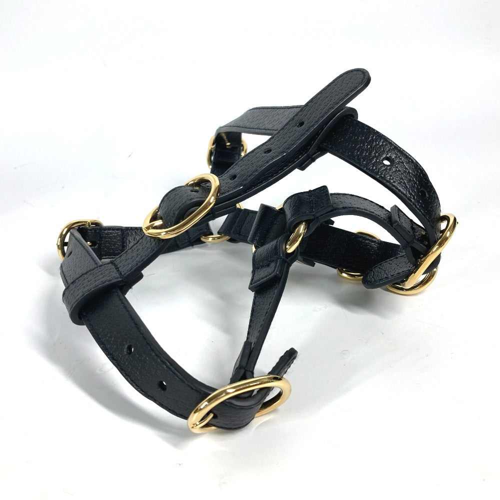 GUCCI 692963 GG スモール ペット ハーネス 犬 グッズ お散歩 ワンちゃん ドッグ DOG 雑貨 レザー ユニセックス ブラック