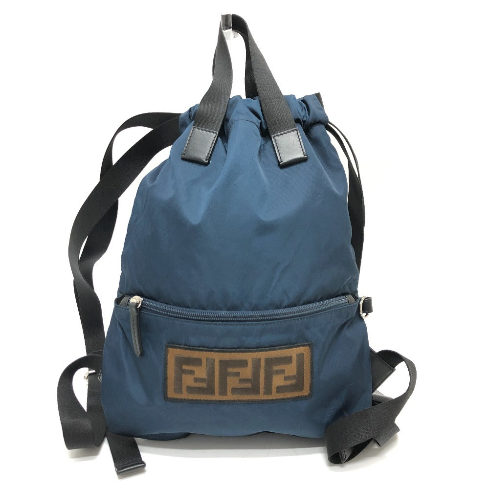 FENDI 8BZ045 ズッカ ロゴ ナップサック バックパック リュックサック ナイロン ユニセックス ネイビー