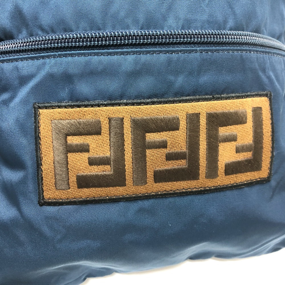 FENDI 8BZ045 ズッカ ロゴ ナップサック バックパック リュックサック ナイロン ユニセックス ネイビー