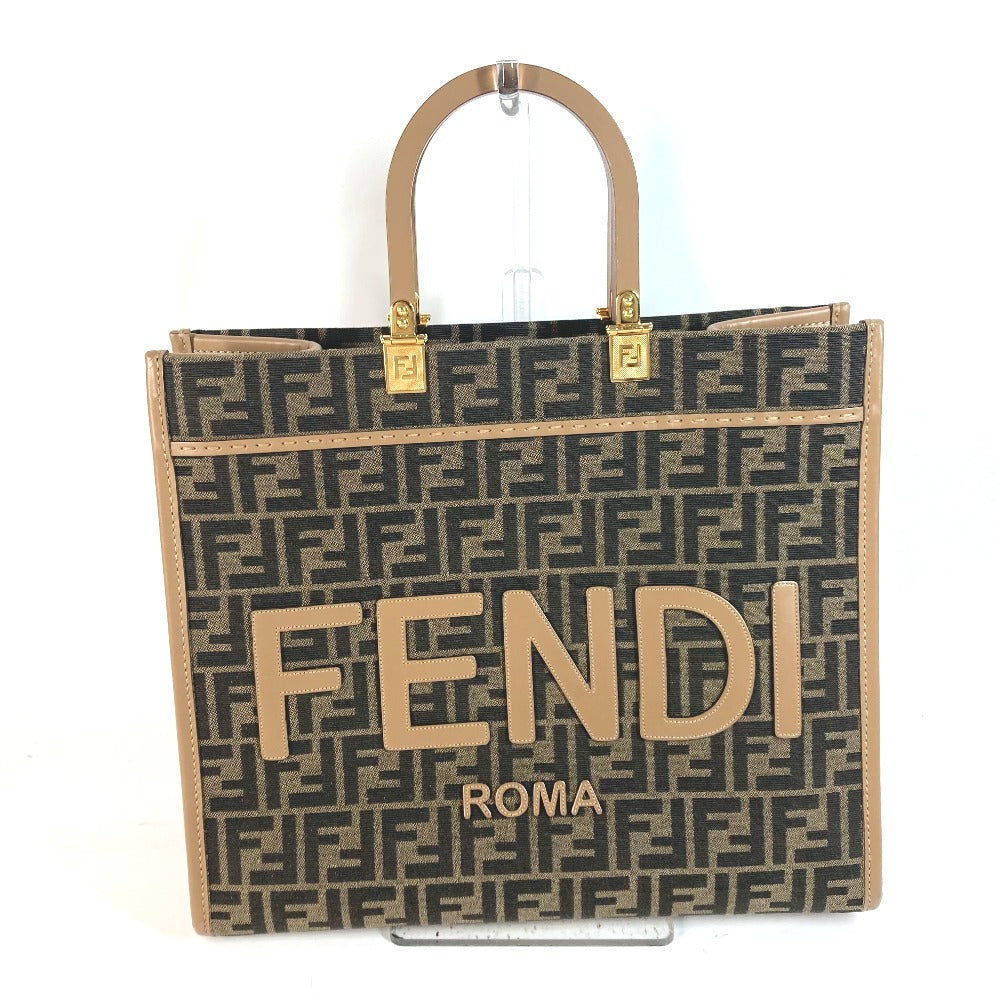 FENDI 8BH386 サンシャイン ミディアム トート カバン トートバッグ 肩掛け ショルダーバッグ レザー/キャンバス レディース ブラウン