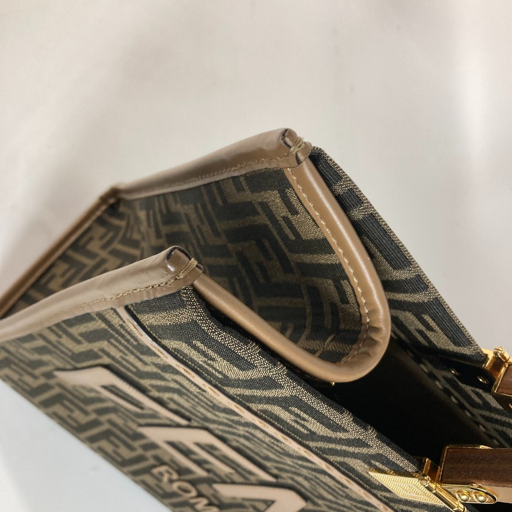 FENDI 8BH386 サンシャイン ミディアム トート カバン トートバッグ 肩掛け ショルダーバッグ レザー/キャンバス レディース ブラウン
