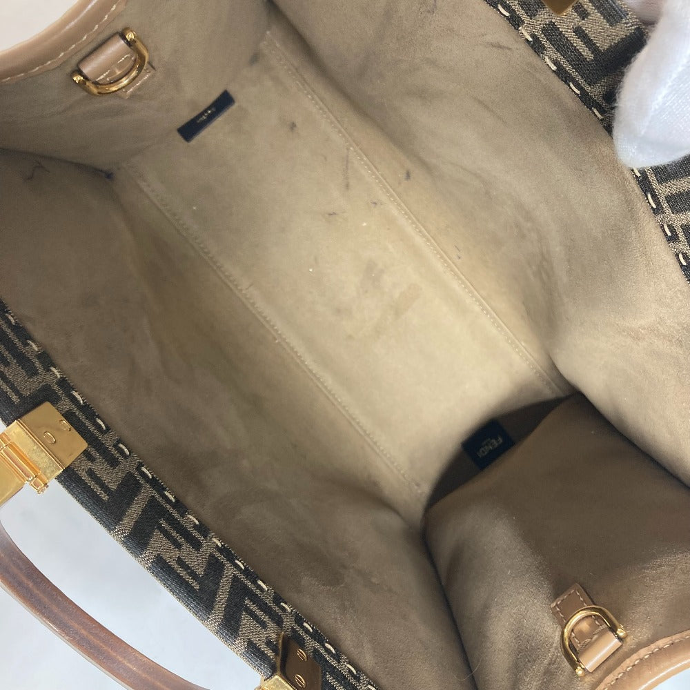FENDI 8BH386 サンシャイン ミディアム トート カバン トートバッグ 肩掛け ショルダーバッグ レザー/キャンバス レディース ブラウン