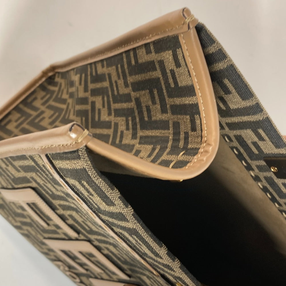 FENDI 8BH386 サンシャイン ミディアム トート カバン トートバッグ 肩掛け ショルダーバッグ レザー/キャンバス レディース ブラウン
