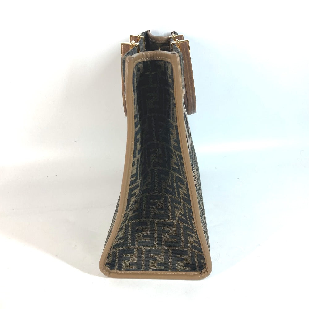 FENDI 8BH386 サンシャイン ミディアム トート カバン トートバッグ 肩掛け ショルダーバッグ レザー/キャンバス レディース ブラウン