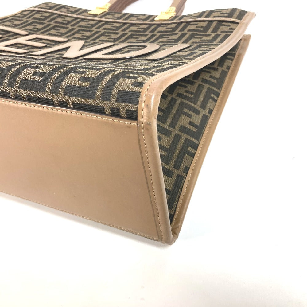 FENDI 8BH386 サンシャイン ミディアム トート カバン トートバッグ 肩掛け ショルダーバッグ レザー/キャンバス レディース ブラウン