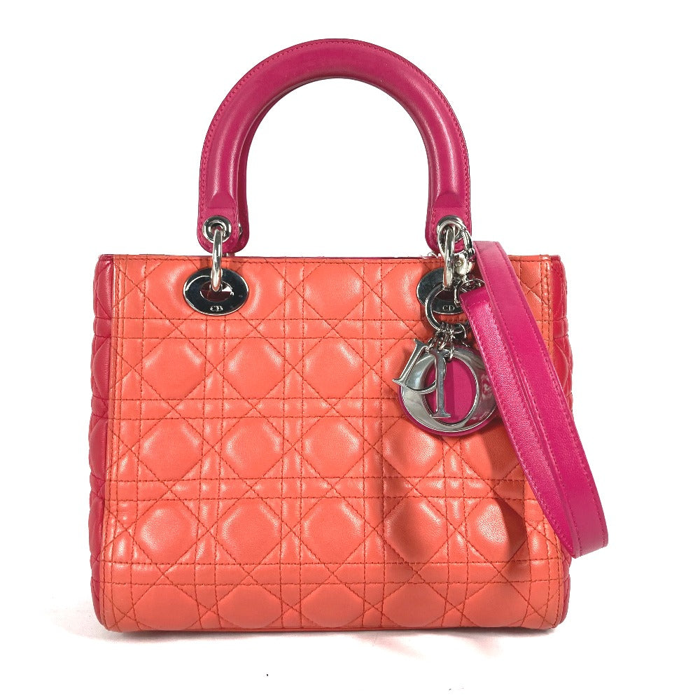 Dior トリコロールカラー レディディオール Ladydior トートバッグ カバン ショルダーバッグ 2WAYバッグ ハンドバッグ ラムスキン レディース ピンク