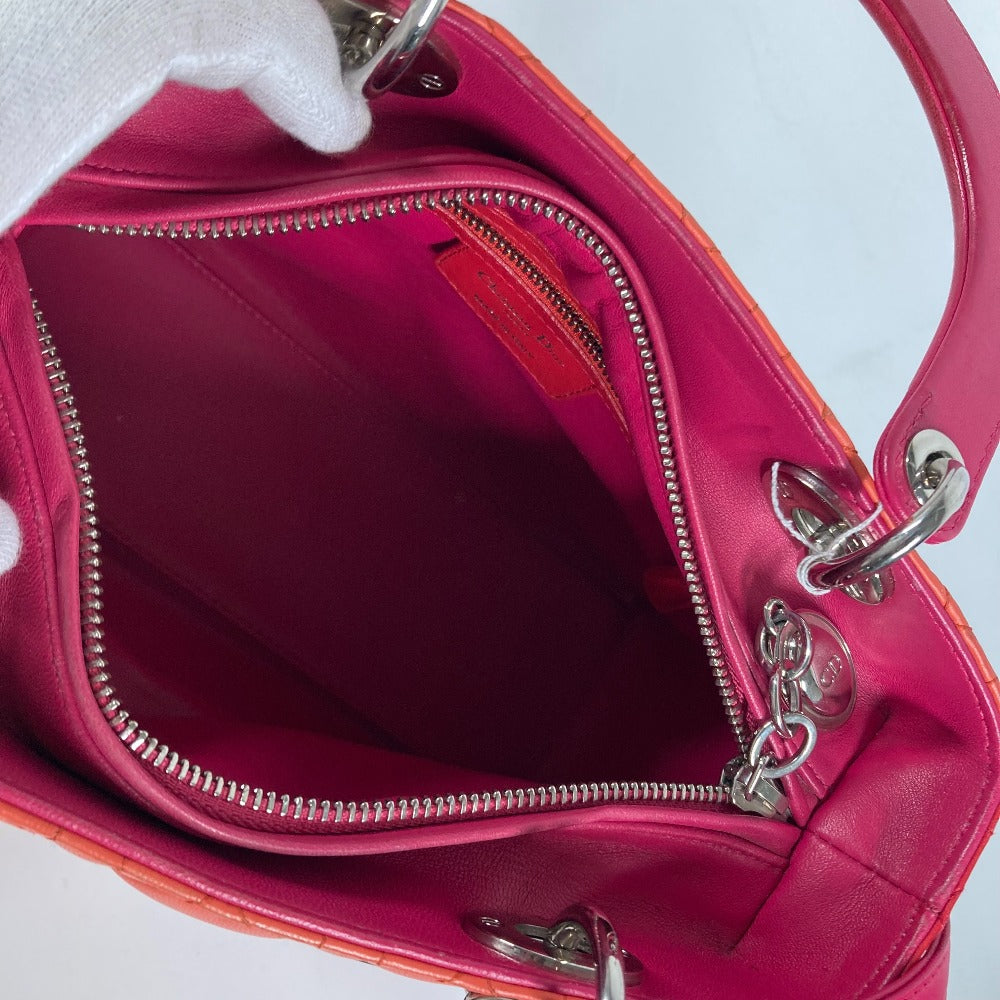 Dior トリコロールカラー レディディオール Ladydior トートバッグ カバン ショルダーバッグ 2WAYバッグ ハンドバッグ ラムスキン レディース ピンク