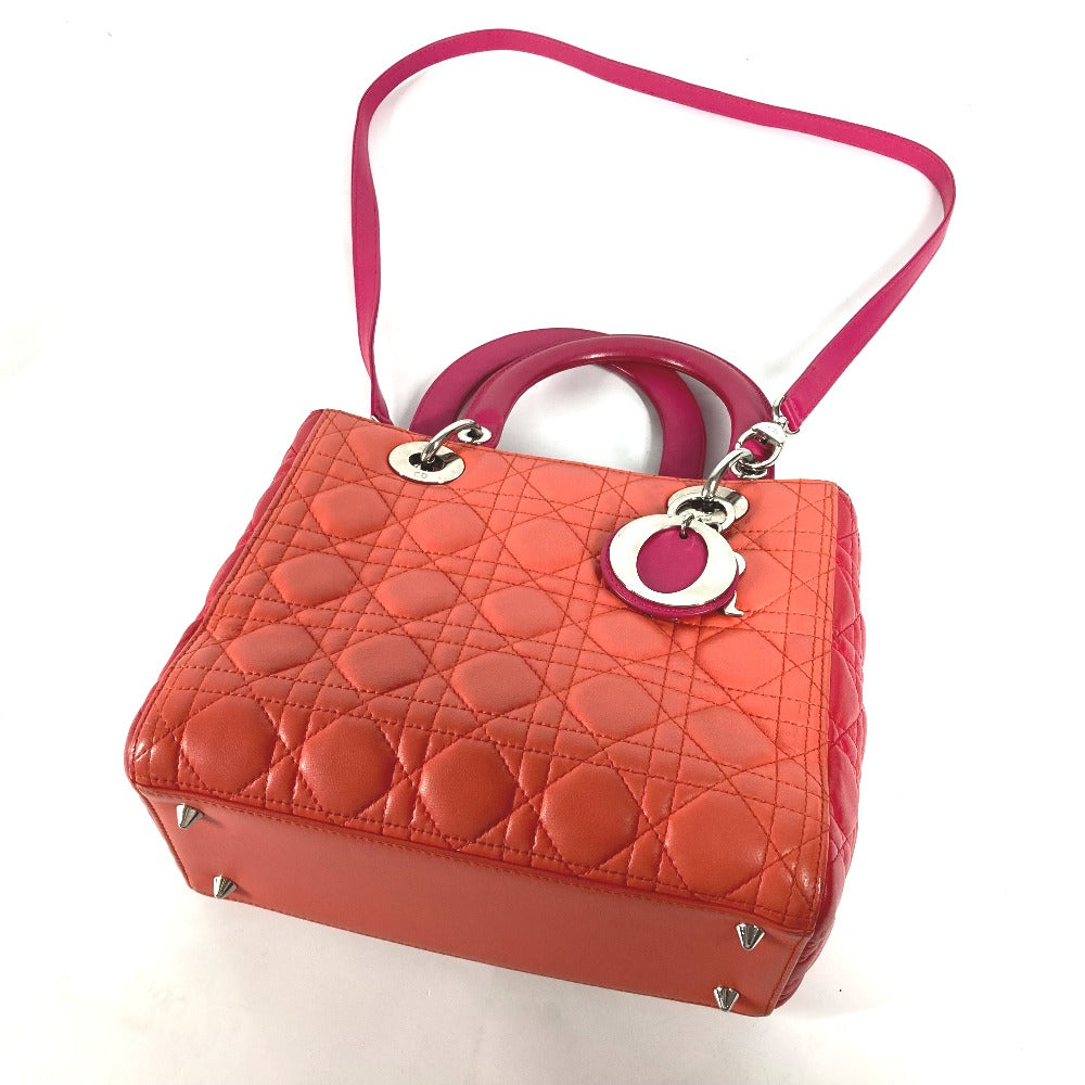 Dior トリコロールカラー レディディオール Ladydior トートバッグ カバン ショルダーバッグ 2WAYバッグ ハンドバッグ ラムスキン レディース ピンク