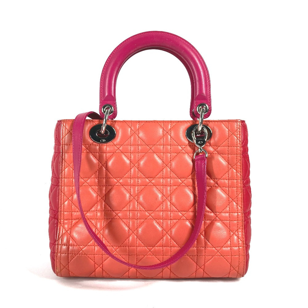 Dior トリコロールカラー レディディオール Ladydior トートバッグ カバン ショルダーバッグ 2WAYバッグ ハンドバッグ ラムスキン レディース ピンク