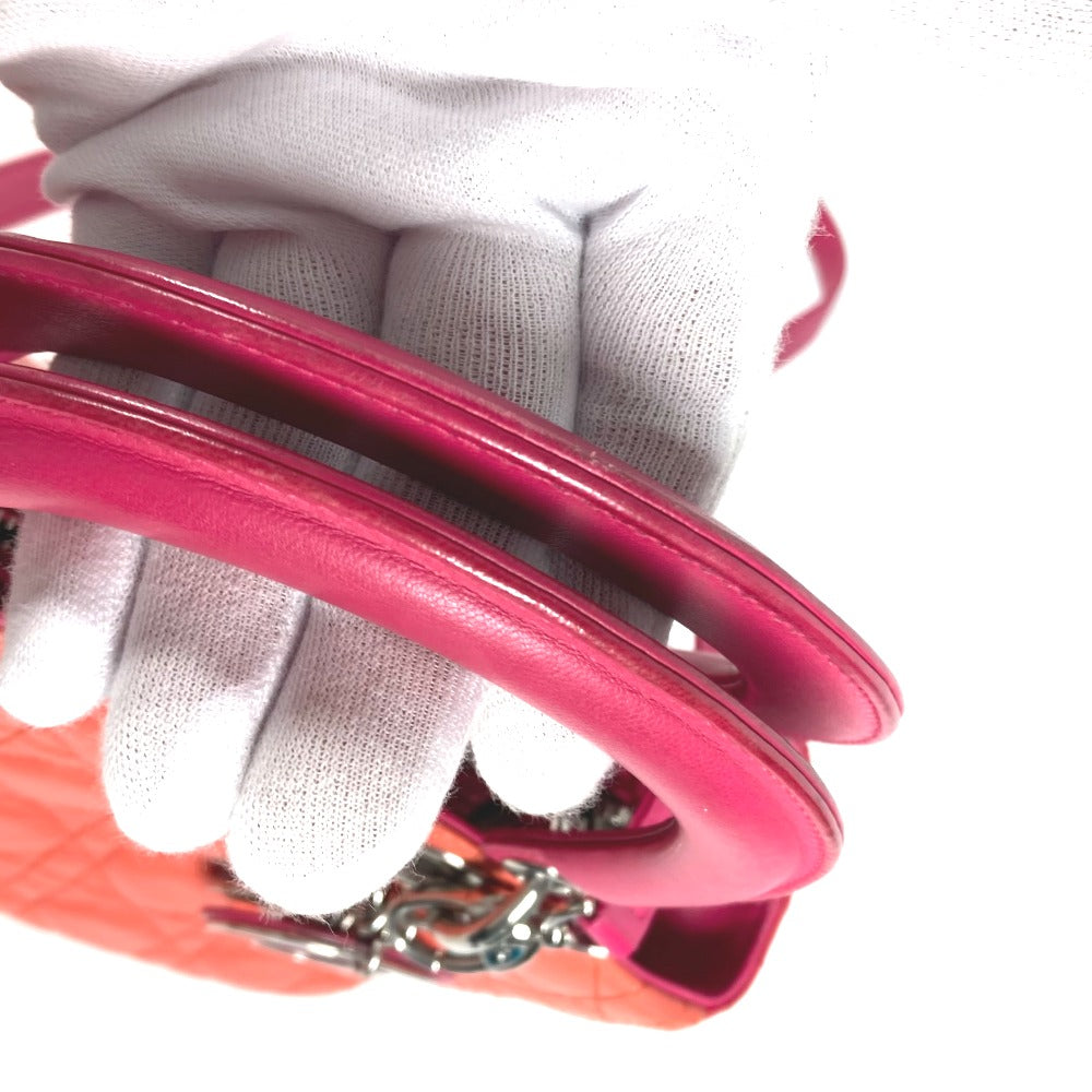 Dior トリコロールカラー レディディオール Ladydior トートバッグ カバン ショルダーバッグ 2WAYバッグ ハンドバッグ ラムスキン レディース ピンク