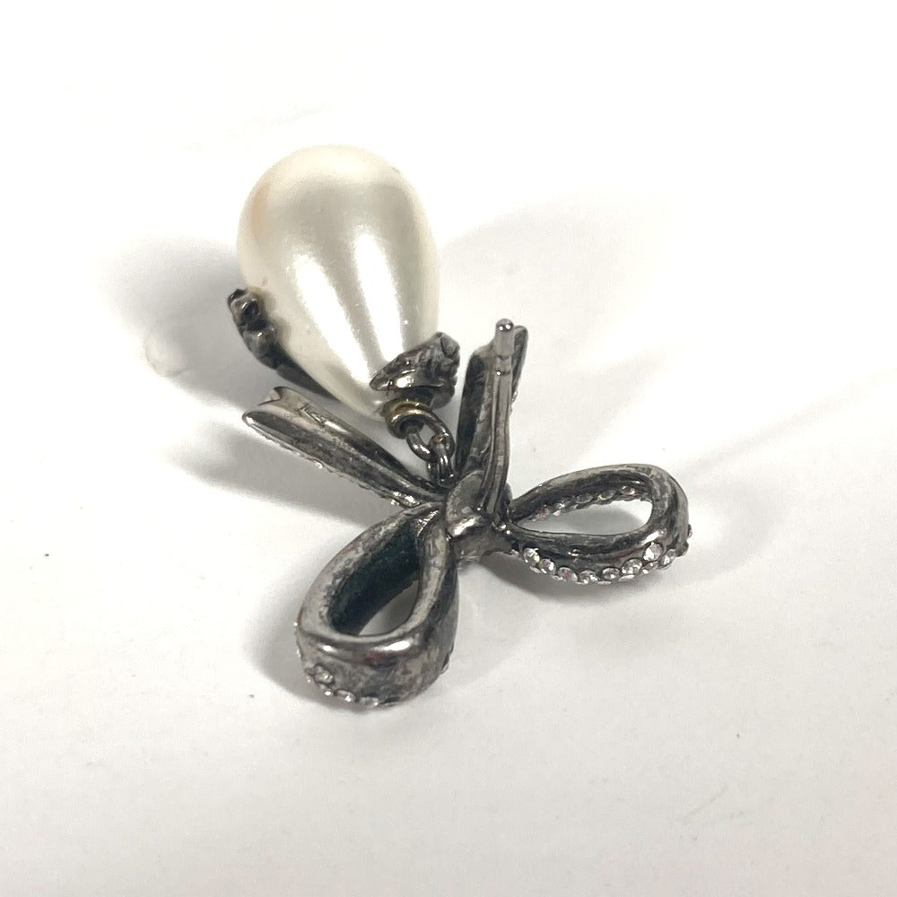 LOUIS VUITTON MP2200 フェイクパール リボン ラインストーン ブックル ドレイユ ボウ LV ウィンザー ストラス アクセサリー チェーン ピアス メタル レディース シルバー