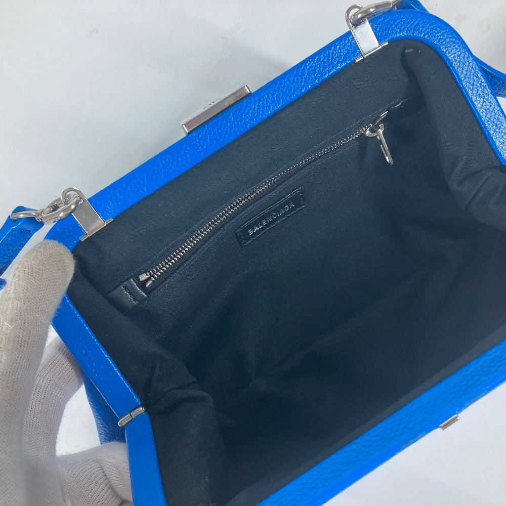 BALENCIAGA 618895 Cloud XS ロゴ クラウド カバン ポーチ バイカラー 2WAYバッグ ショルダーバッグ ポシェット クラッチバッグ レザー レディース ブルー