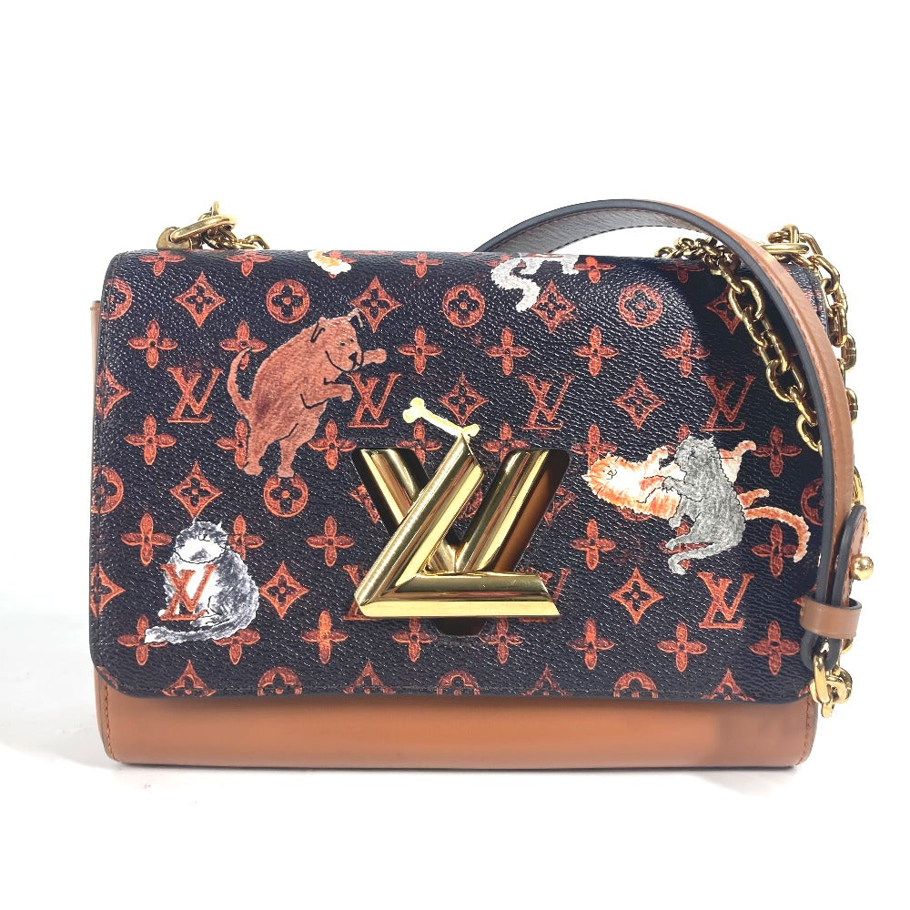 LOUIS VUITTON M44408 モノグラム キャットグラム 猫 サック ツイストMM カバン チェーンバッグ 斜め掛け Wチェーン ショルダーバッグ モノグラムキャンバス レディース ブラウン