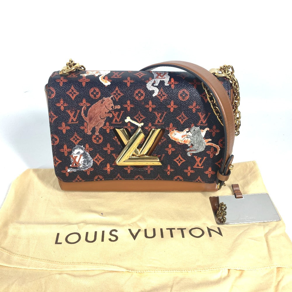 LOUIS VUITTON M44408 モノグラム キャットグラム 猫 サック ツイストMM カバン チェーンバッグ 斜め掛け Wチェーン ショルダーバッグ モノグラムキャンバス レディース ブラウン