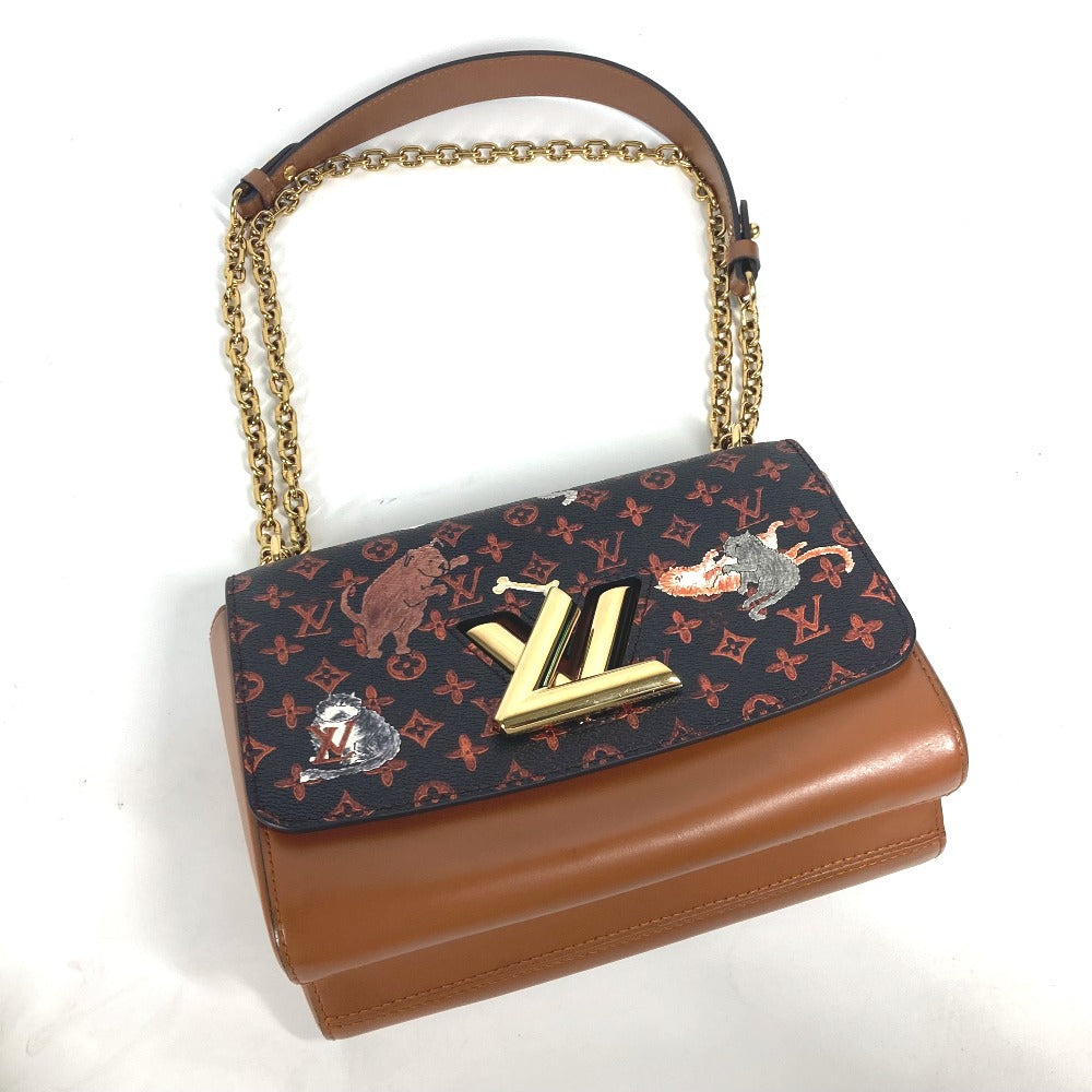 LOUIS VUITTON M44408 モノグラム キャットグラム 猫 サック ツイストMM カバン チェーンバッグ 斜め掛け Wチェーン ショルダーバッグ モノグラムキャンバス レディース ブラウン
