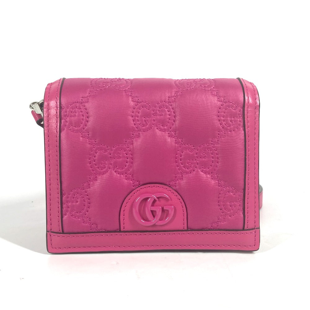 GUCCI 723777 GGマトラッセ キルティング カバン 斜め掛け ポシェット ショルダーバッグ レザー/ナイロン レディース ピンク