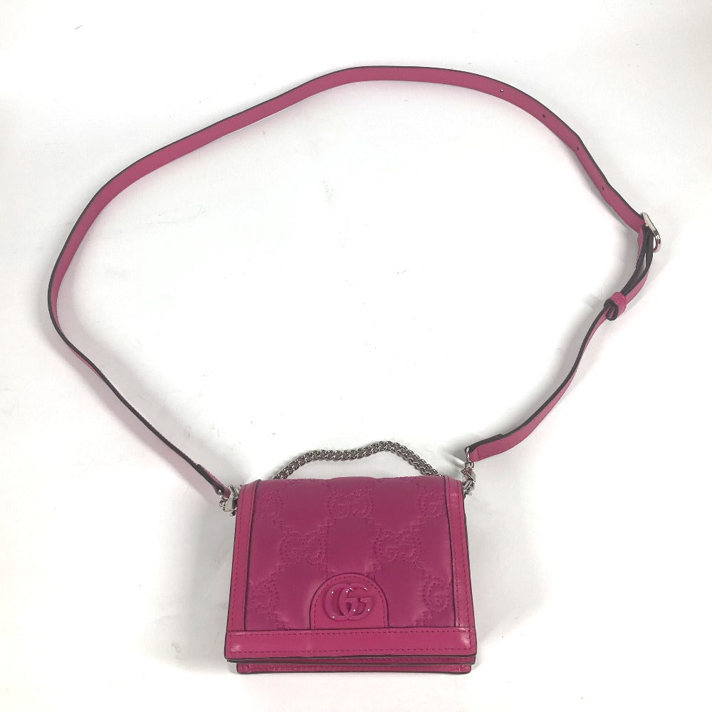 GUCCI 723777 GGマトラッセ キルティング カバン 斜め掛け ポシェット ショルダーバッグ レザー/ナイロン レディース ピンク