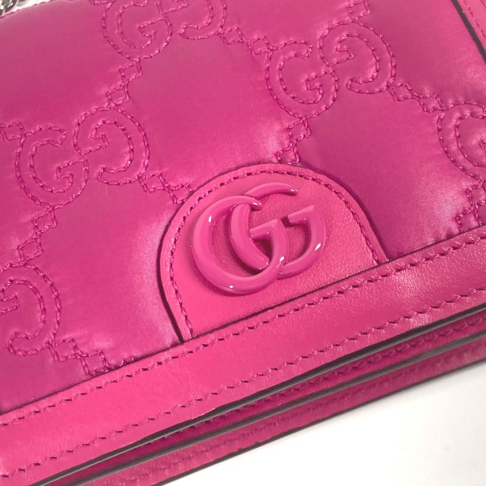 GUCCI 723777 GGマトラッセ キルティング カバン 斜め掛け ポシェット ショルダーバッグ レザー/ナイロン レディース ピンク