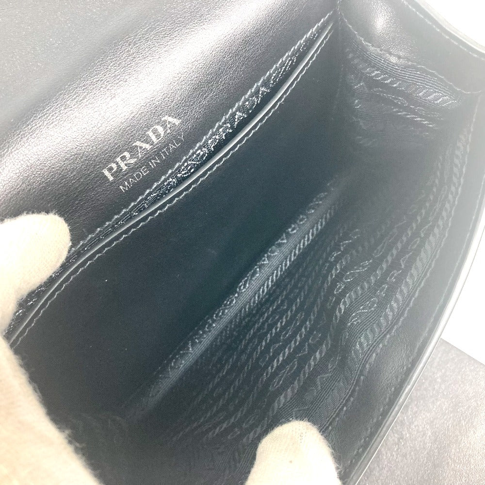 PRADA 1BD067 2WAYバッグ チェーン クリスタル ラインストーン カバン 斜め掛け ポシェット クラッチバッグ ショルダーバッグ レザー レディース ブラック