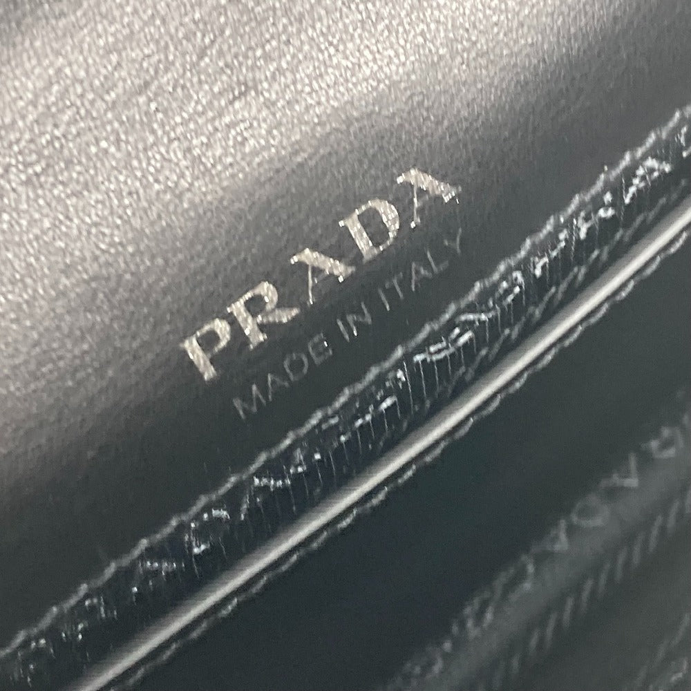 PRADA 1BD067 2WAYバッグ チェーン クリスタル ラインストーン カバン 斜め掛け ポシェット クラッチバッグ ショルダーバッグ レザー レディース ブラック