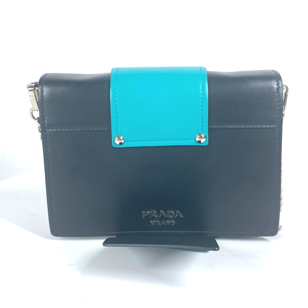 PRADA 1BD067 2WAYバッグ チェーン クリスタル ラインストーン カバン 斜め掛け ポシェット クラッチバッグ ショルダーバッグ レザー レディース ブラック
