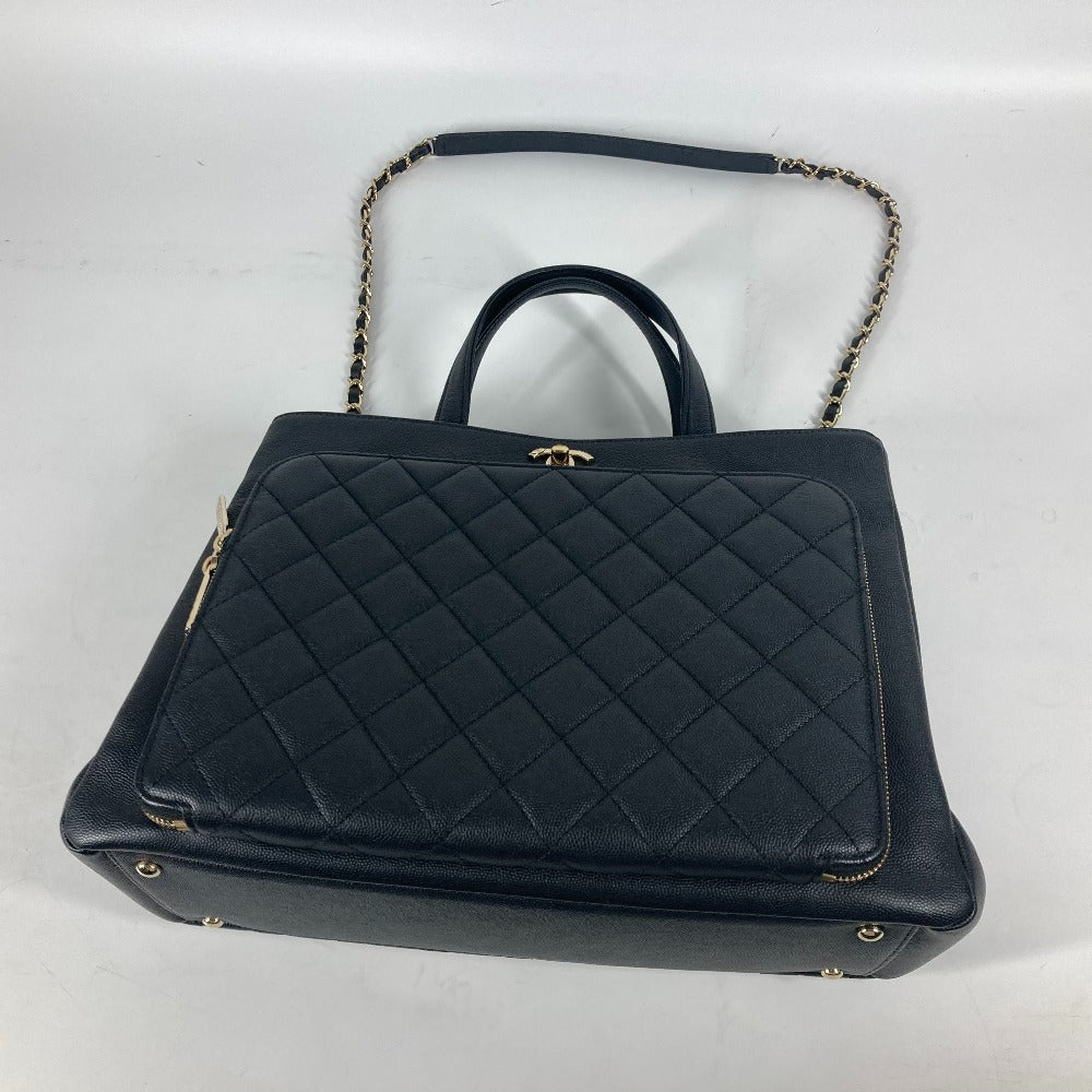 CHANEL A93795 CC ココマーク アフィニティ マトラッセ キルティング 2WAYバッグ トートバッグ 斜め掛け チェーン ショルダーバッグ キャビアスキン レディース ブラック