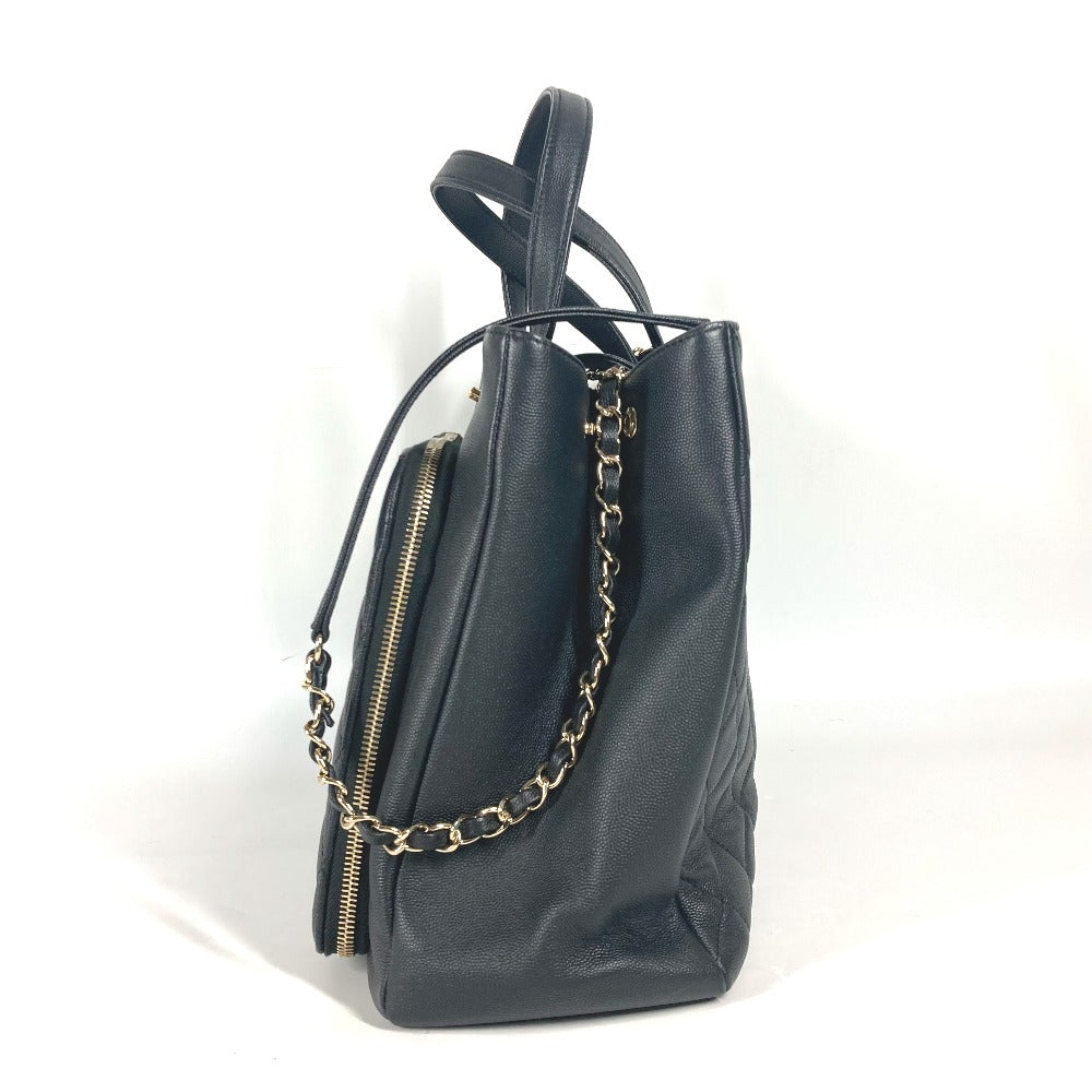 CHANEL A93795 CC ココマーク アフィニティ マトラッセ キルティング 2WAYバッグ トートバッグ 斜め掛け チェーン ショルダーバッグ キャビアスキン レディース ブラック