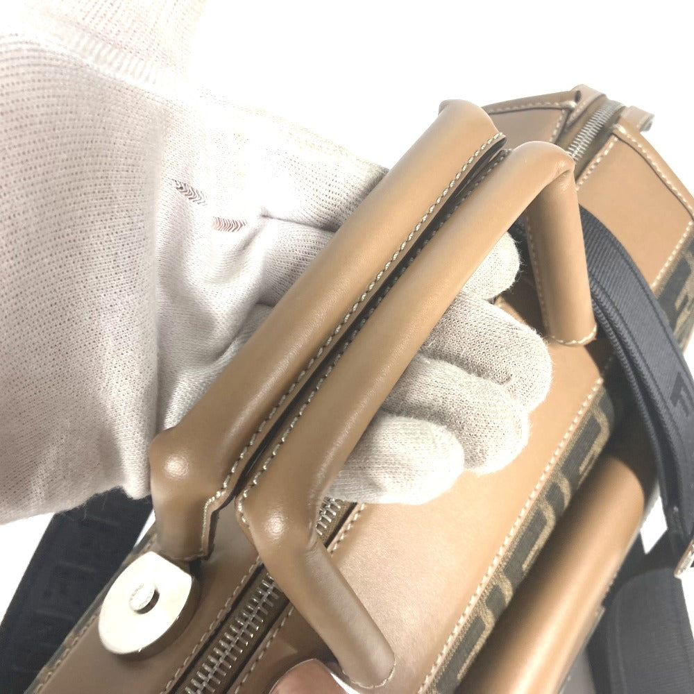 FENDI 7VA571 ズッカ SOFT TRUNK ソフトランク カバン 2WAYバッグ ドクターバッグ ショルダーバッグ 斜め掛け ハンドバッグ キャンバス/レザー ユニセックス ブラウン