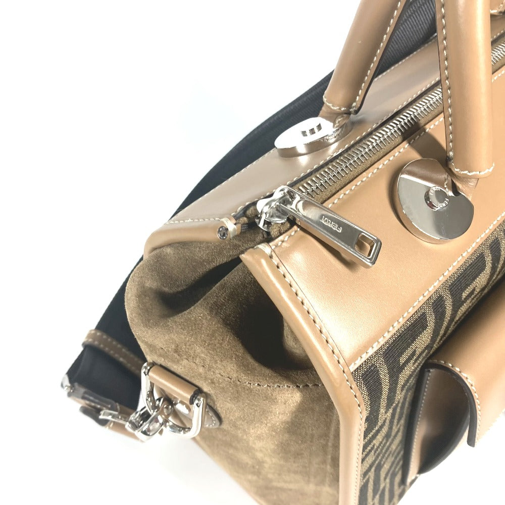 FENDI 7VA571 ズッカ SOFT TRUNK ソフトランク カバン 2WAYバッグ ドクターバッグ ショルダーバッグ 斜め掛け ハンドバッグ キャンバス/レザー ユニセックス ブラウン