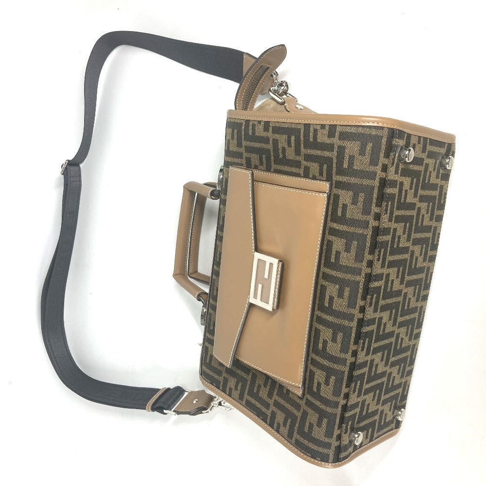 FENDI 7VA571 ズッカ SOFT TRUNK ソフトランク カバン 2WAYバッグ ドクターバッグ ショルダーバッグ 斜め掛け ハンドバッグ キャンバス/レザー ユニセックス ブラウン