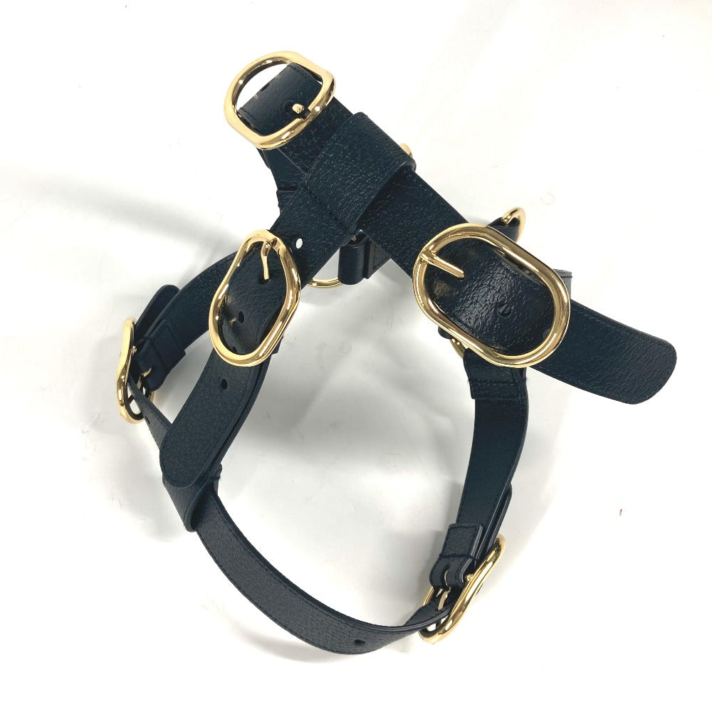 GUCCI 695253 GG スモール ペット ハーネス 犬 グッズ お散歩 ワンちゃん ドッグ DOG 雑貨 レザー ユニセックス ブラック