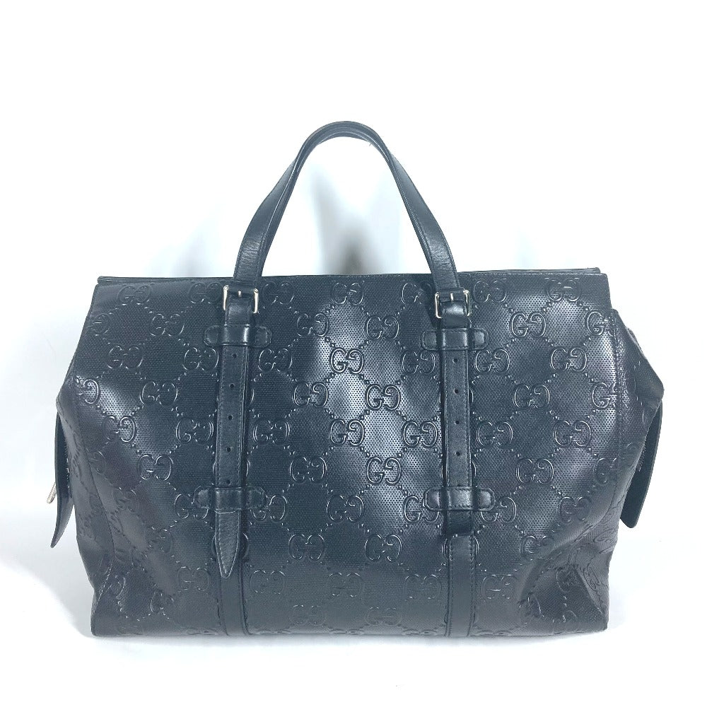 GUCCI 625772 肩掛け ショルダーバッグ ボストンバッグ GGエンボス トートバッグ レザー ユニセックス ブラック