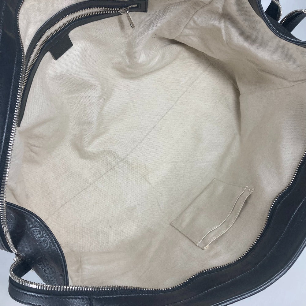 GUCCI 625772 肩掛け ショルダーバッグ ボストンバッグ GGエンボス トートバッグ レザー ユニセックス ブラック