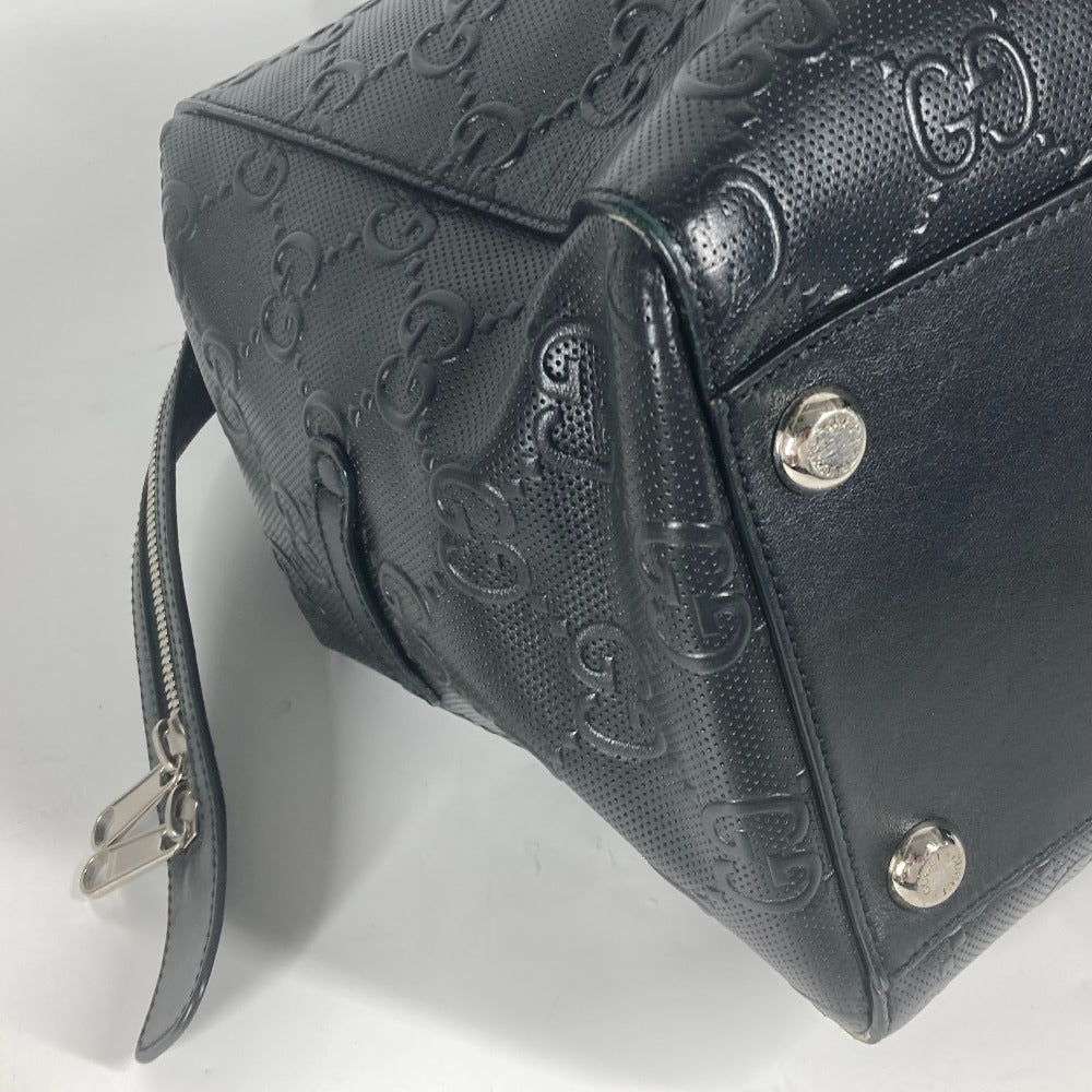 GUCCI 625772 肩掛け ショルダーバッグ ボストンバッグ GGエンボス トートバッグ レザー ユニセックス ブラック