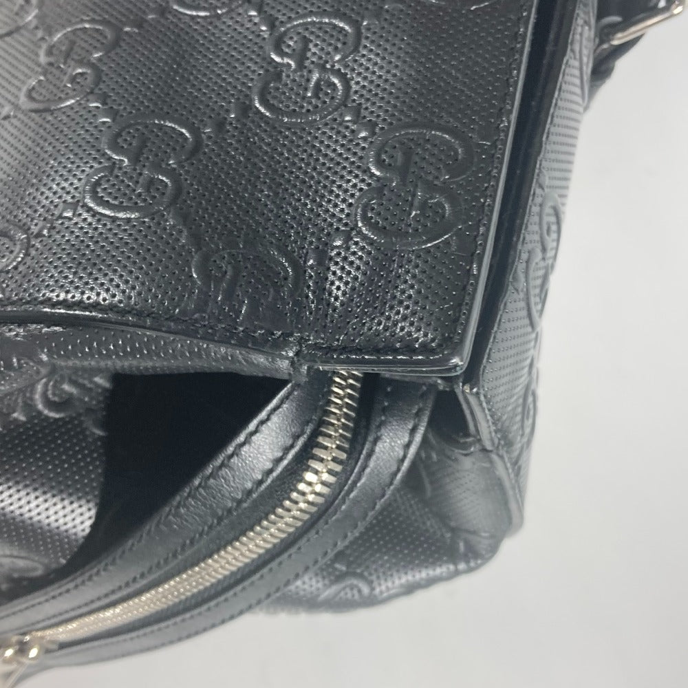 GUCCI 625772 肩掛け ショルダーバッグ ボストンバッグ GGエンボス トートバッグ レザー ユニセックス ブラック