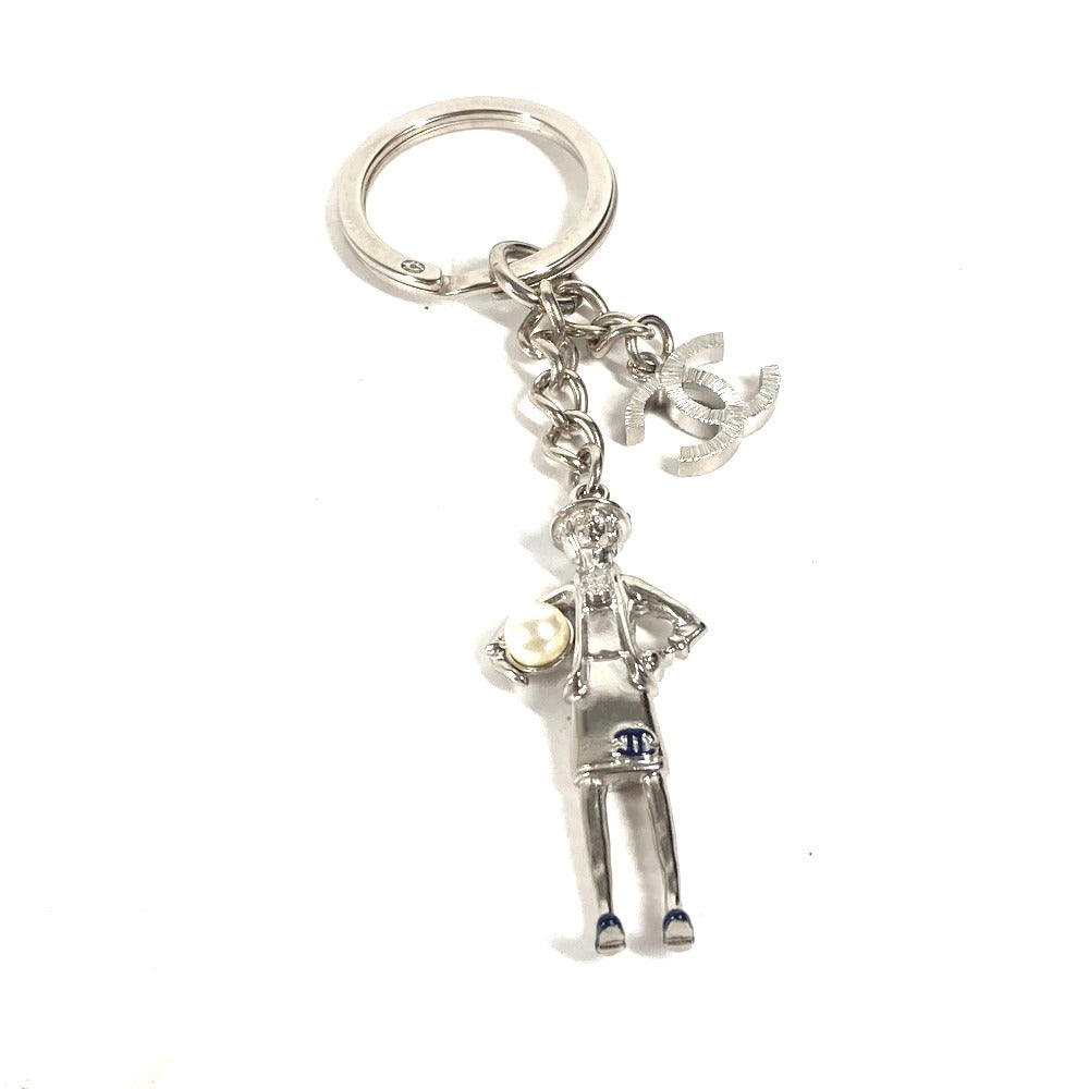 CHANEL CC ココマーク ココドール ココシャネル カメリア フェイクパール バッグチャーム キーリング ネックレス ペンダントトップ キーホルダー メタル レディース シルバー - brandshop-reference