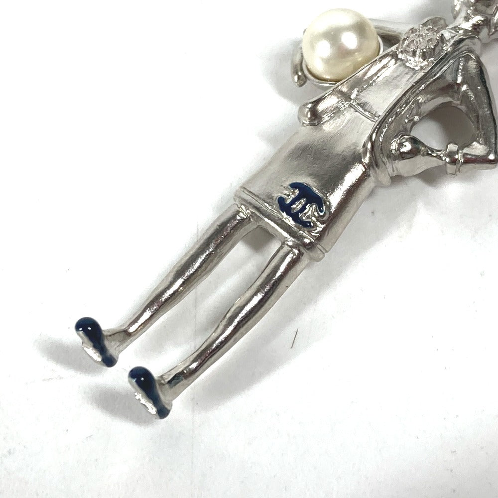 CHANEL CC ココマーク ココドール ココシャネル カメリア フェイクパール バッグチャーム キーリング ネックレス ペンダントトップ キーホルダー メタル レディース シルバー - brandshop-reference