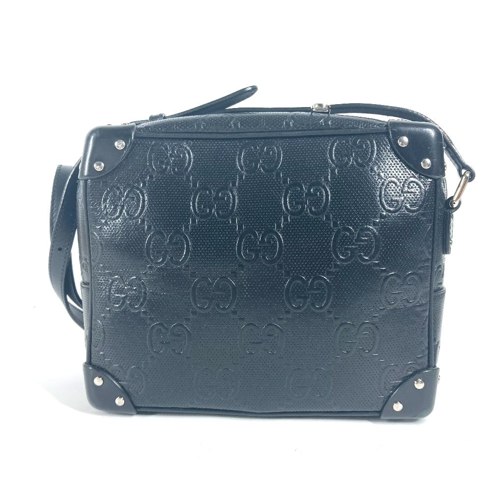 GUCCI 626363 ポシェット GG エンボス ロゴ 斜め掛け カバン ショルダーバッグ レザー ユニセックス ブラック