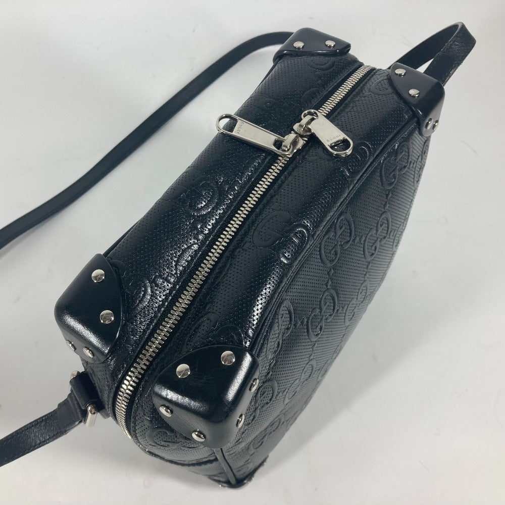 GUCCI 626363 ポシェット GG エンボス ロゴ 斜め掛け カバン ショルダーバッグ レザー ユニセックス ブラック