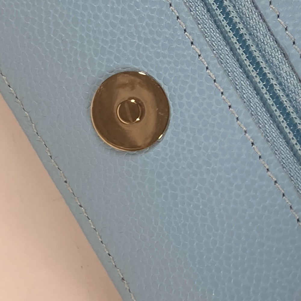 CHANEL AP0250 CCココマーク マトラッセ タイムレスクラシック チェーンウォレット カバン 長財布 チェーンバッグ 斜め掛け ショルダーバッグ キャビアスキン レディース ライトブルー