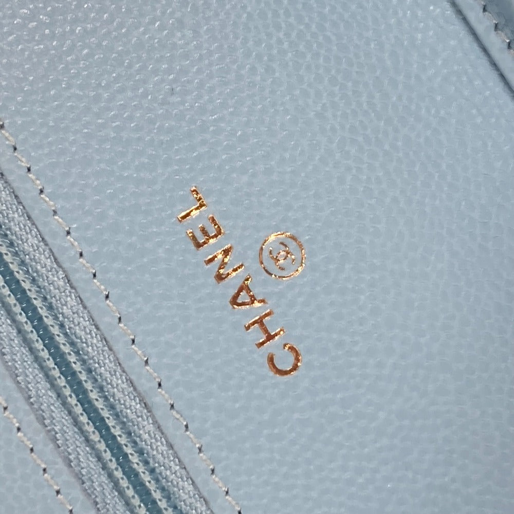 CHANEL AP0250 CCココマーク マトラッセ タイムレスクラシック チェーンウォレット カバン 長財布 チェーンバッグ 斜め掛け ショルダーバッグ キャビアスキン レディース ライトブルー