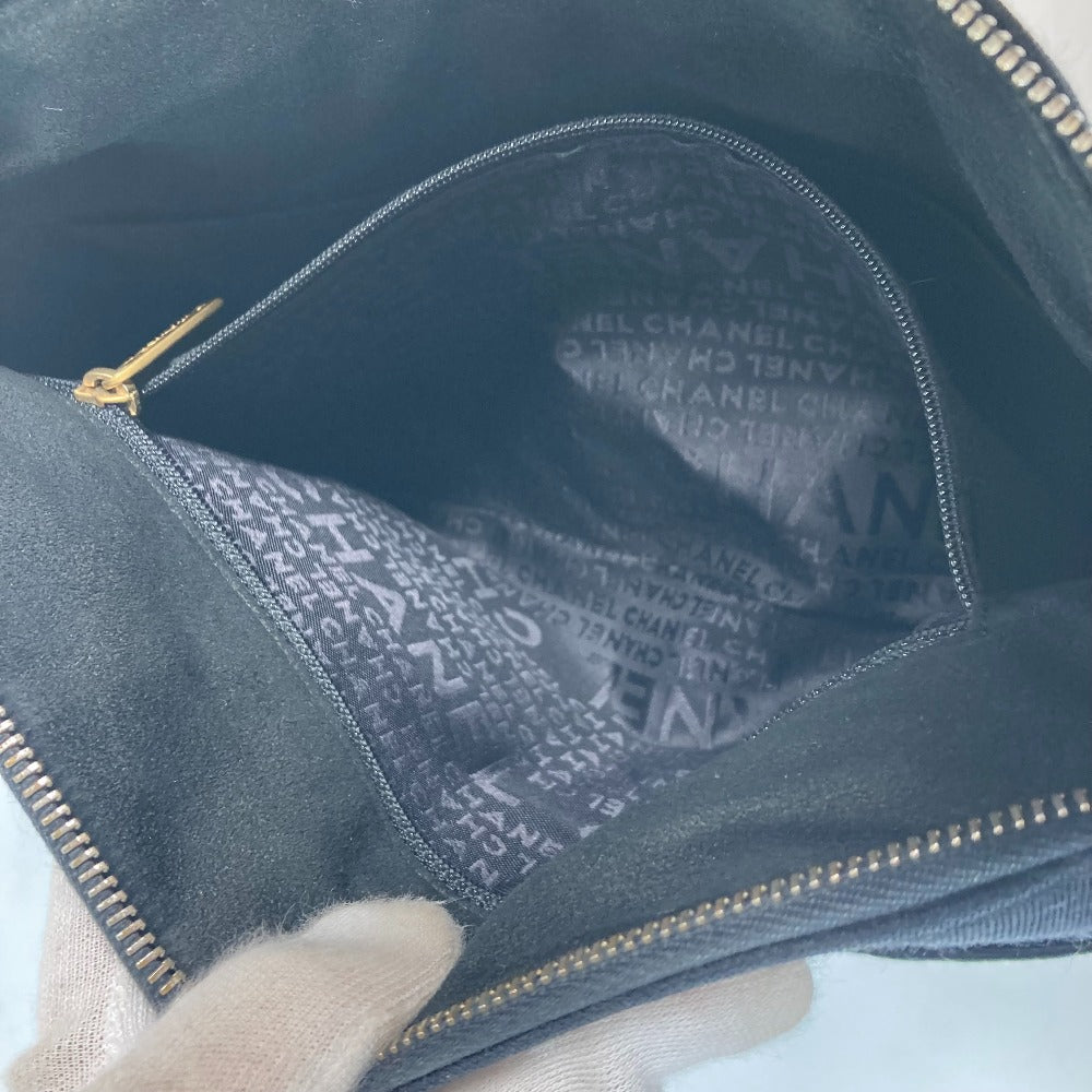CHANEL キルティング ロゴ チョコバー CC ココマーク カバン アクセサリーポーチ 肩掛け ショルダーバッグ ジャージ レディース ブラック - brandshop-reference