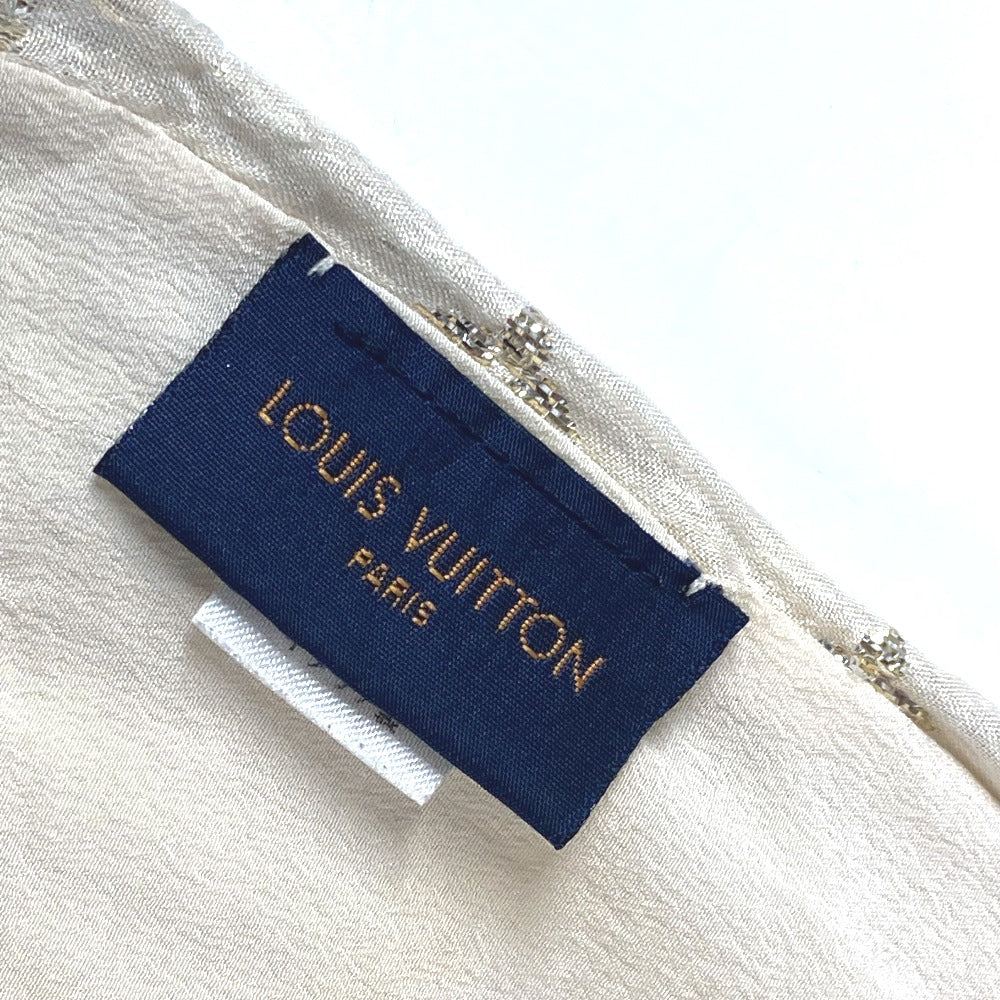 LOUIS VUITTON M73939 モノグラム ロゴ ラメ エトールモノグラム ソー グリッター マフラー ショール ストール フリンジ ストール シルク レディース アイボリー - brandshop-reference