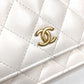 CHANEL Crossbody bag CC CC Mark Frill Chain Wallet Shoulder Bag Long Wallet Leather White/GoldHardware Used