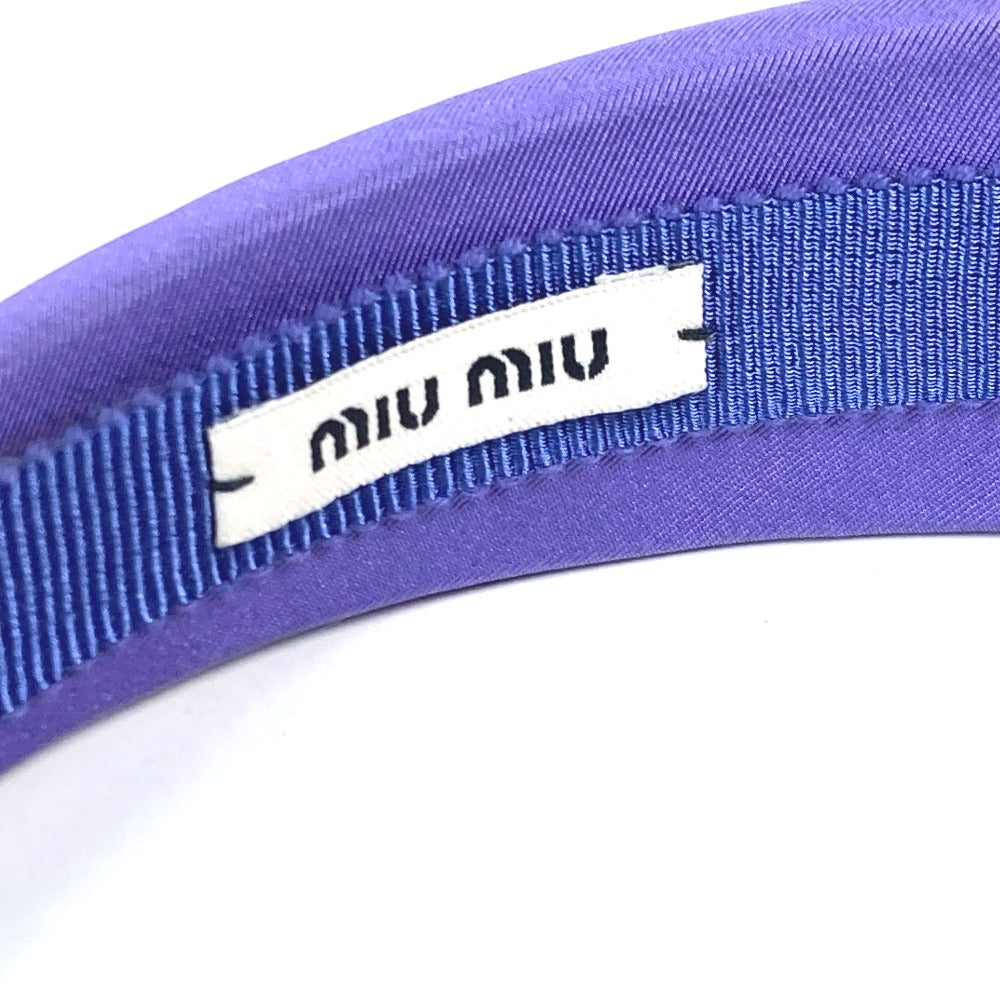 MIUMIU バイカラー ロゴ ヘアバンド ヘッドバンド ヘアアクセサリー カチューシャ キャンバス レディース パープル - brandshop-reference