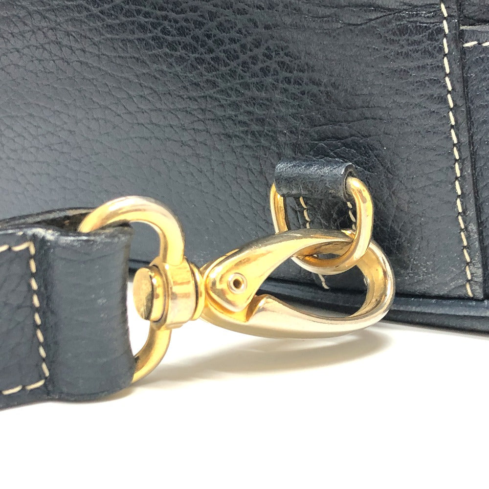 HERMES 巾着 ショルダーバック カバン 肩掛けバック ショルダーバッグ レザー レディース ネイビー