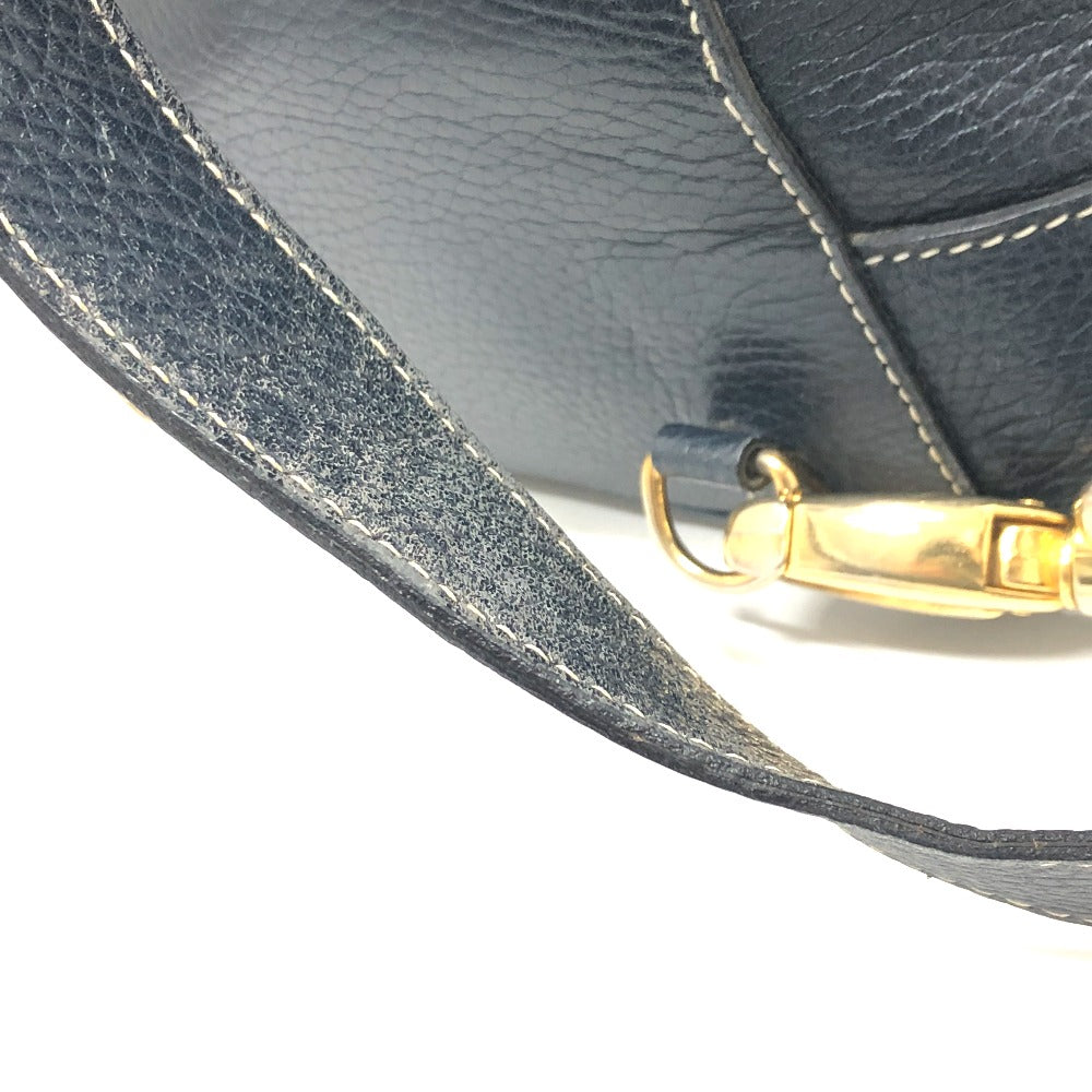 HERMES 巾着 ショルダーバック カバン 肩掛けバック ショルダーバッグ レザー レディース ネイビー