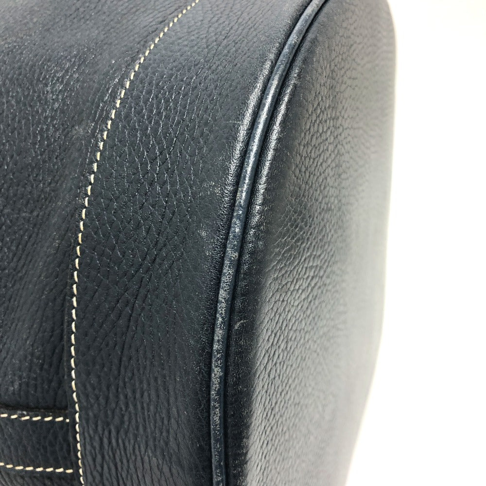 HERMES 巾着 ショルダーバック カバン 肩掛けバック ショルダーバッグ レザー レディース ネイビー