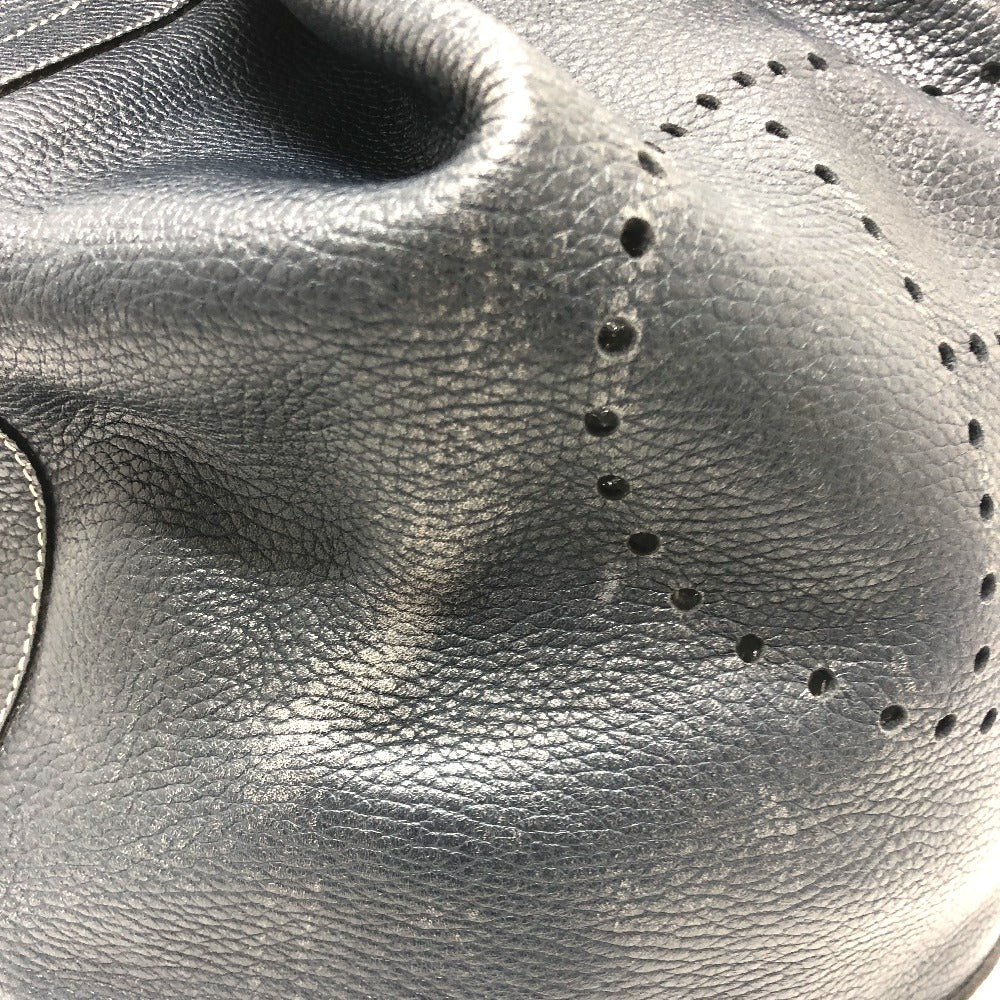 HERMES 巾着 ショルダーバック カバン 肩掛けバック ショルダーバッグ レザー レディース ネイビー