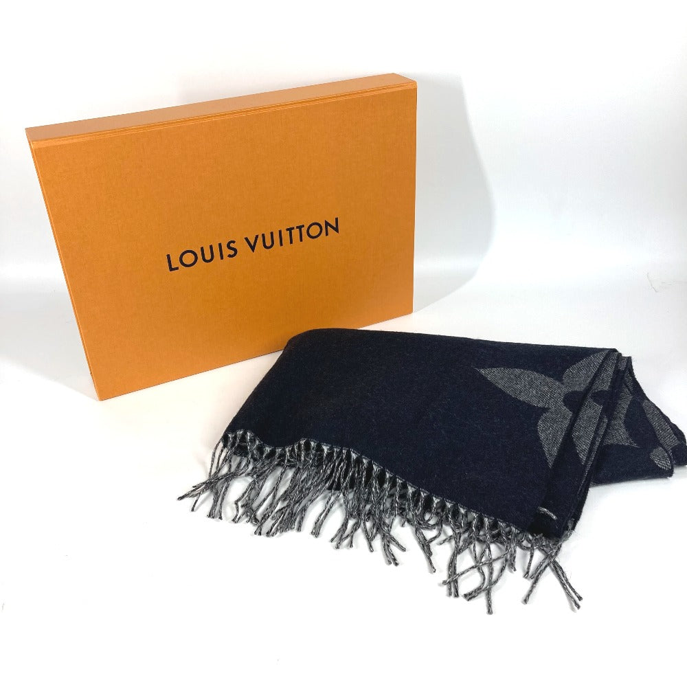 LOUIS VUITTON M77950 モノグラム マフラーモノグラム ジャイアント フリンジ マフラー カシミヤ ユニセックス ネイビー - brandshop-reference